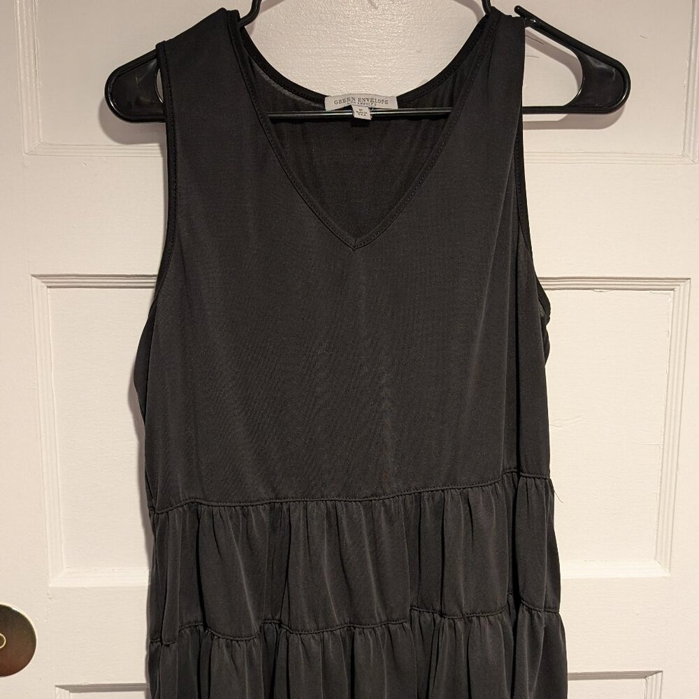 Green Envelope Black Tank Top